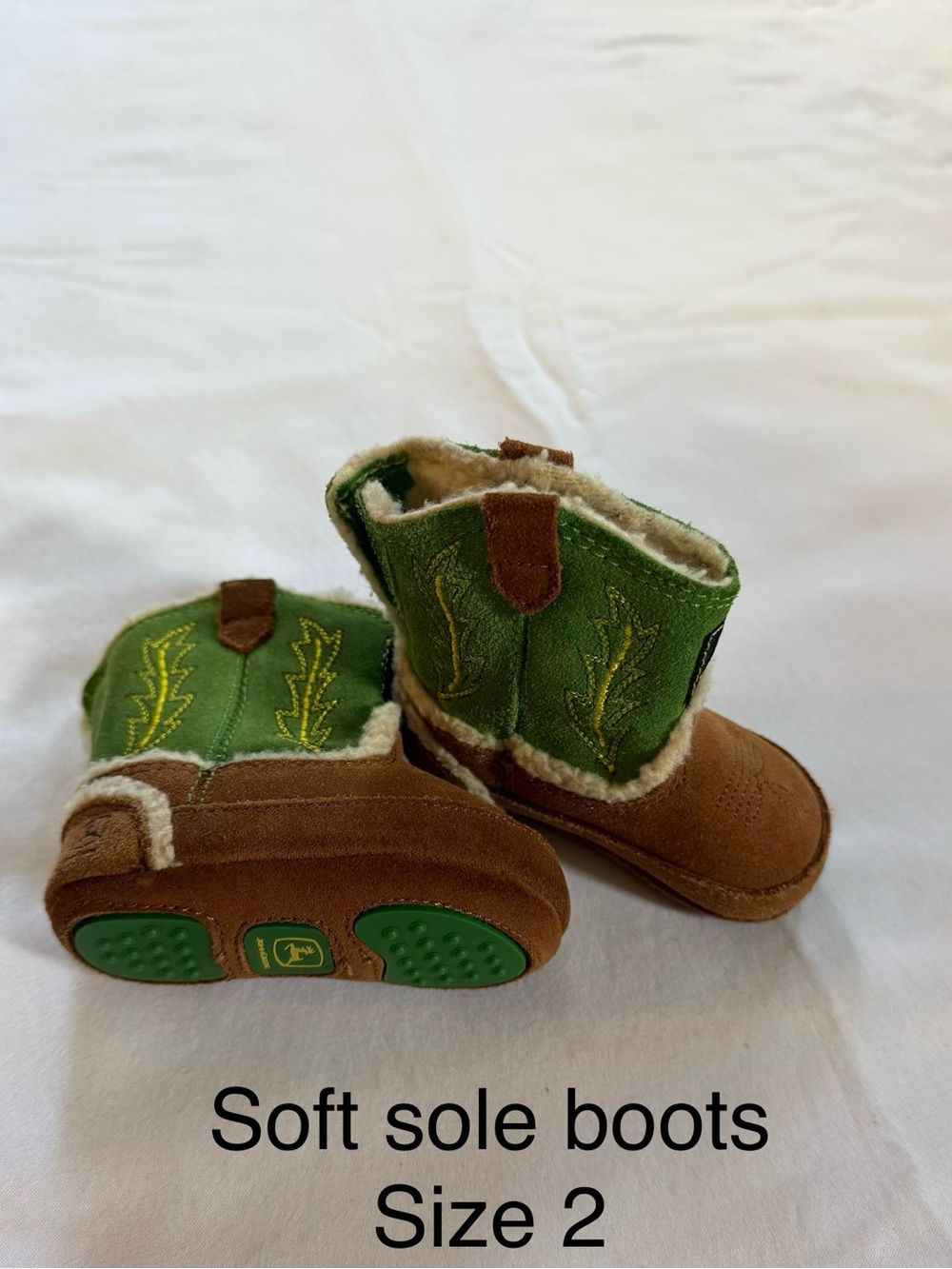 John Deere Green and Brown Infant Cozy Cowboy Boots